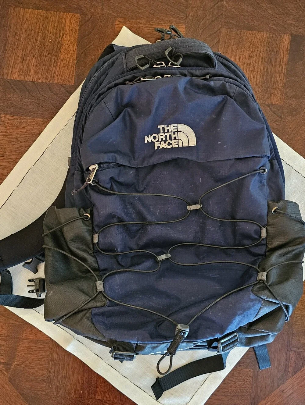 The North Face Borealis Navy Nylon Backpack Padded Straps External Pockets